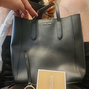 Michael Kors Black Saffiano Tote with Top Handles